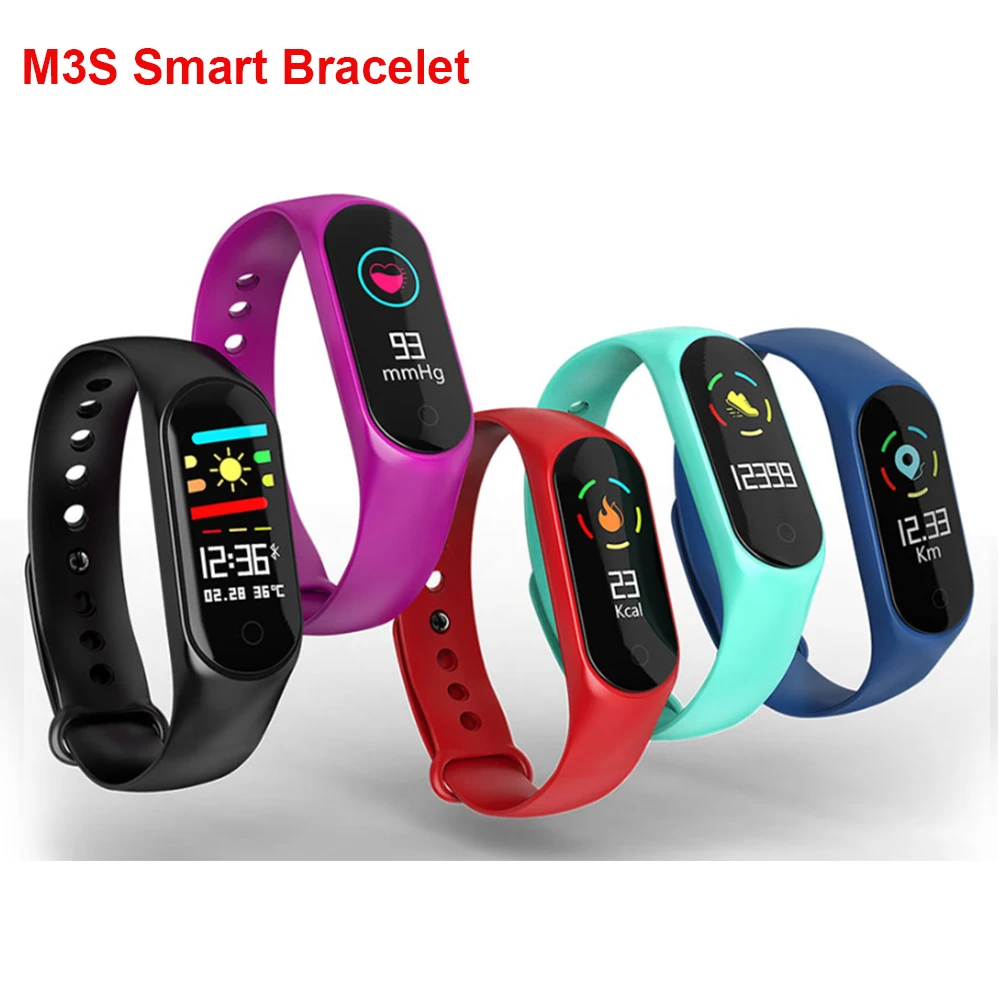 

M3S Smart Band Bracelet Men Women Color Screen IP67 Waterproof Fitness Tracker Blood Pressure Heart Rate Monitor Message Push