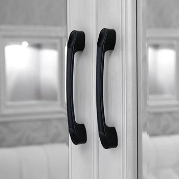 

10pcs Furniture Cabinet Pulls Hidden Kids Drawer Handle Modern Cupboard Knobs Kitchen Doors Black