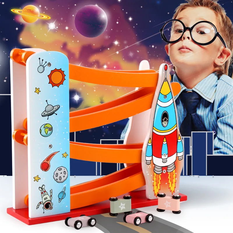 Universe Gliding Rail Car Toy Boy 1-2-3-Year-Old 6 a Year of Age Children'S Educational Car Baby Rail Car