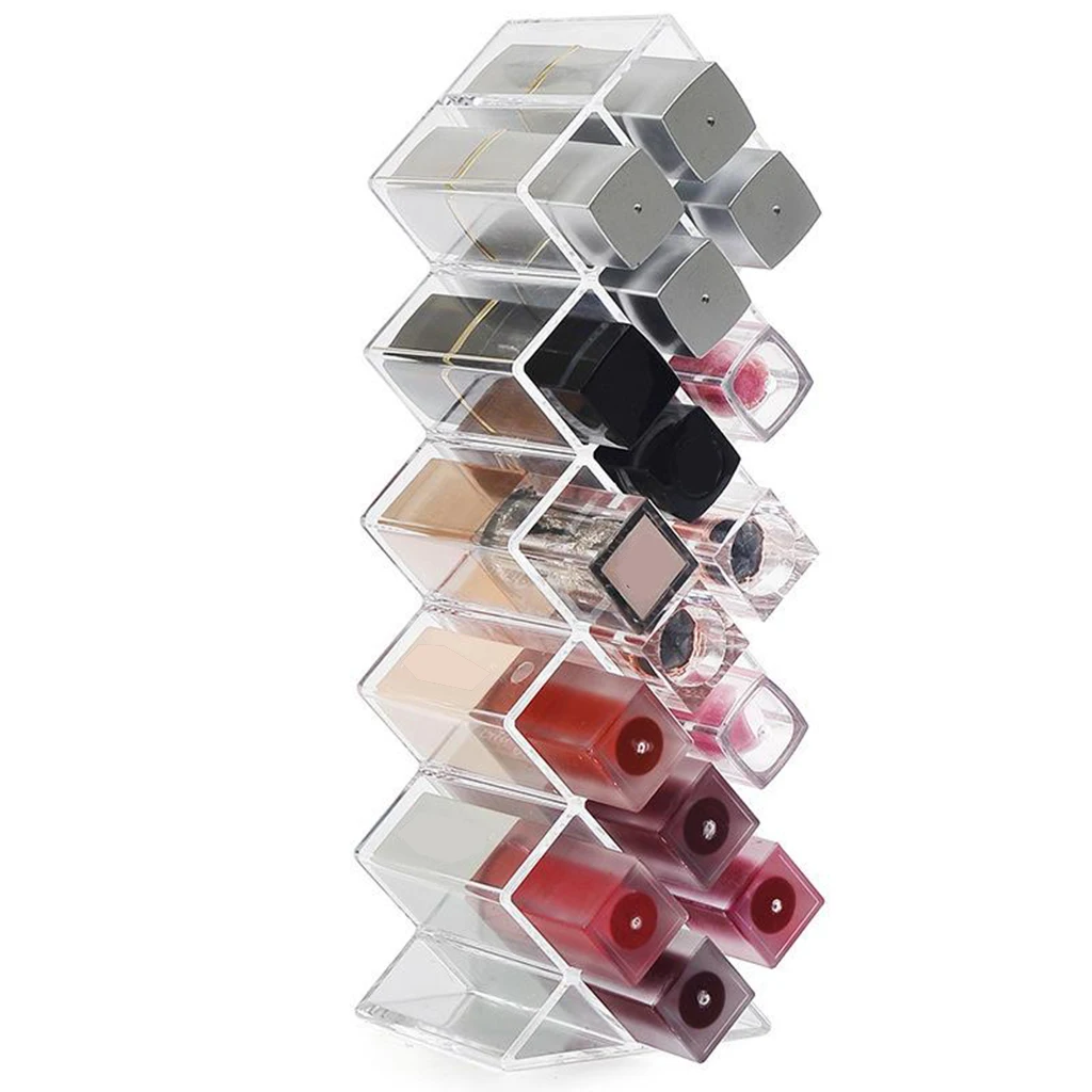 Acrylic Makeup Organizer Clear Cosmetic Lipsticks Display Holder 16 Grid