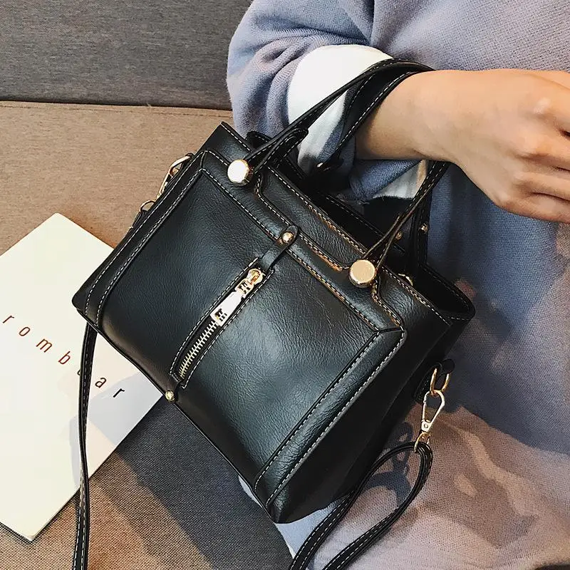 Winter New Top-Handle Bag for Women Brand PU Leather Handbag Retro Shoulder Messenger Bags Fashion Lady Tote Bag CJ1236