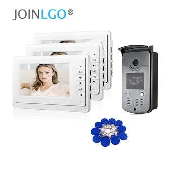

FREE SHIPPING New 7" Screen Video Door Phone Intercom System + 3 White Monitors + Night Vision RFID Access Camera + Power Supply