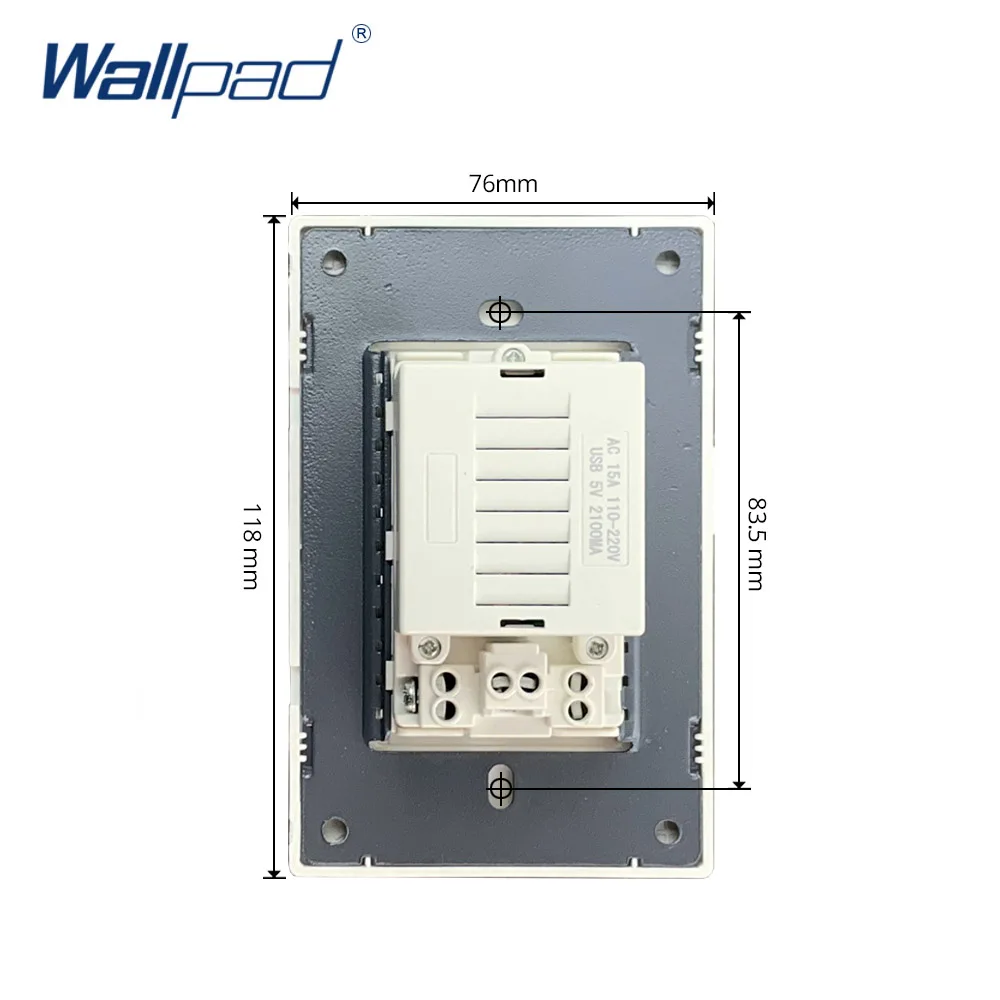 US Socket With 2 Usb Socket Port Charger 5V 2100mA Black Wallpad Luxury Wall Double USB Electric Power Outlet PC Panel