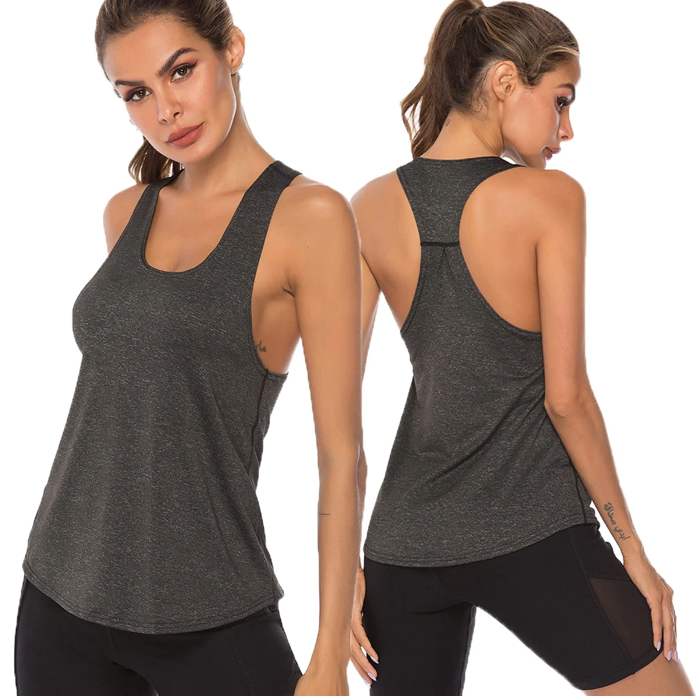 Women Fitness Yoga Shirt Sports Gym Racer Back Running Vest Jogging Yoga Tank Top 5 Colors Female Yoga Shirts Workout Wear