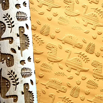 

Dinosaur Embossed Wooden Rolling Pin