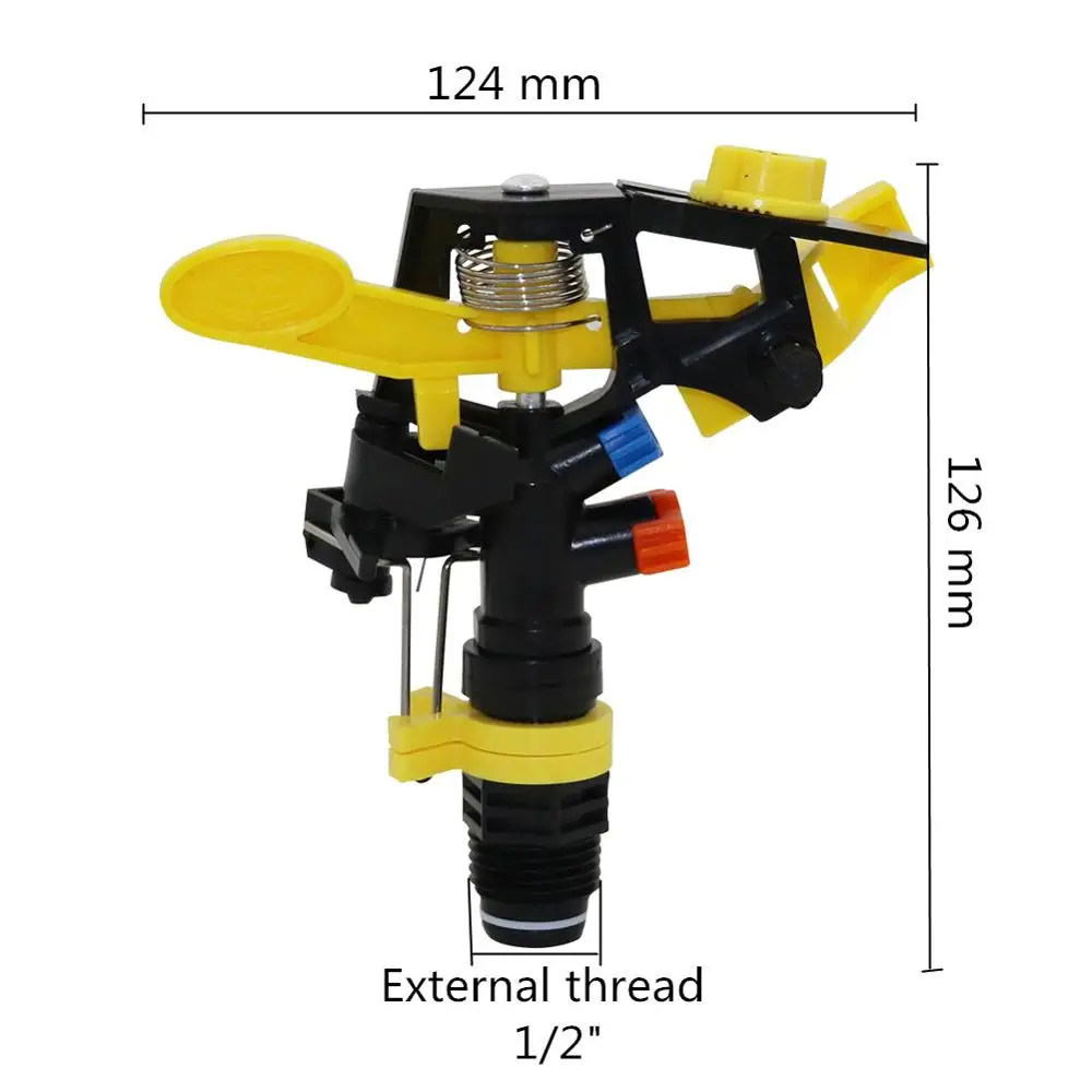 Irrigation Sprinklers 360 Degree Rotating Jet Sprinklers Double Outlet Rocker Nozzles 1/2" Male thread Garden Agriculture