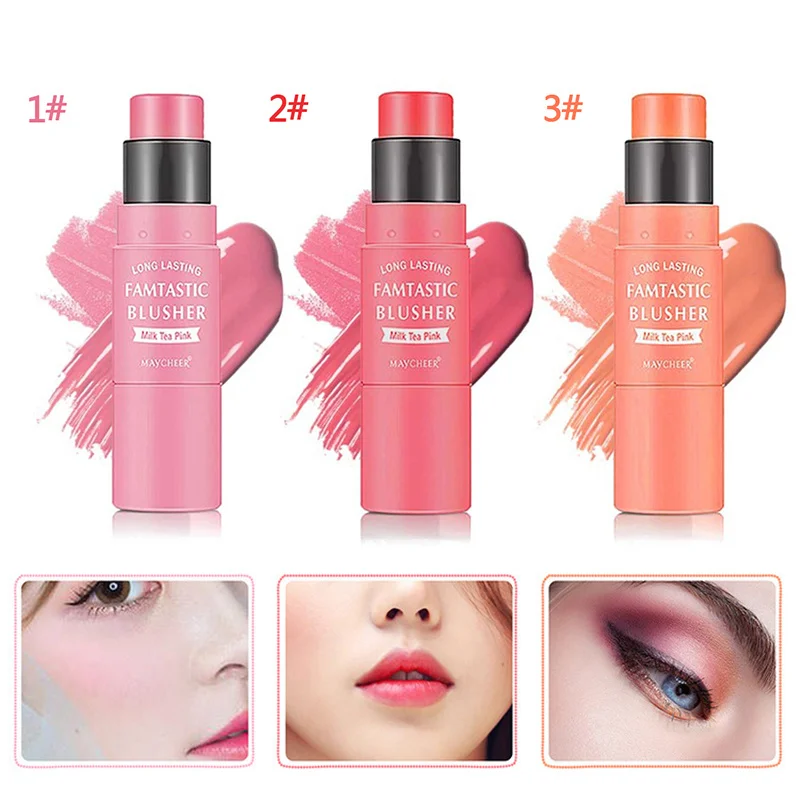 Fashionable Double Head Blush Stick with Moisturizing Brush Head Easy Brighten Smooth and Smooth Skin Color Blush Makeup