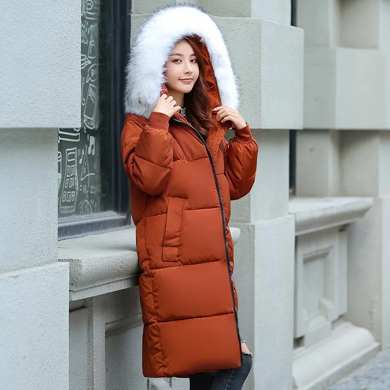 Куртка для зимы женская жакет женский большой меховой воротник с хлопковой подкладкой теплая утепленная плюс размер 7XL ззимнее пальто парка верхняя одежда для женщин - Цвет: caramel colour