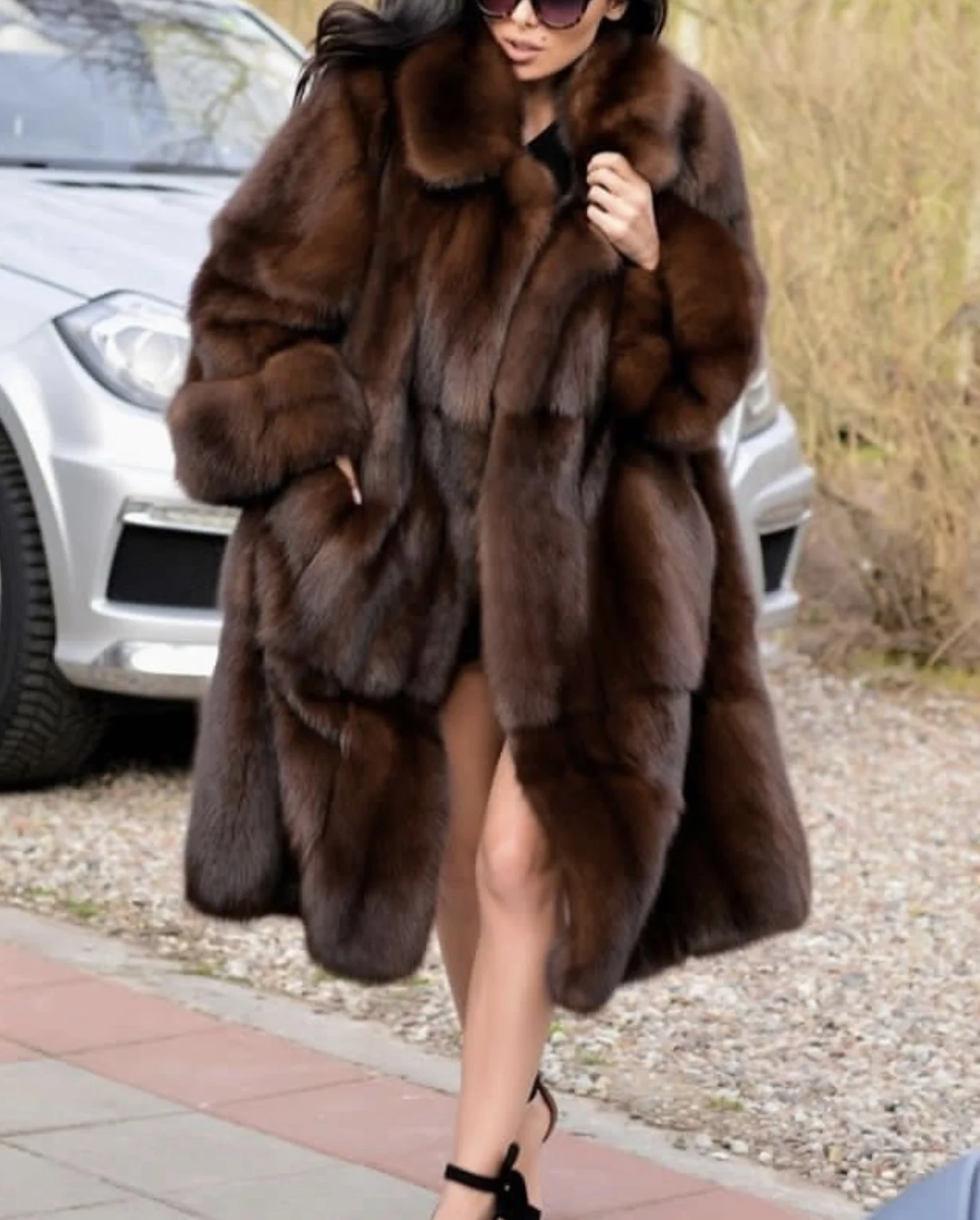 russian sable fur long women coat 