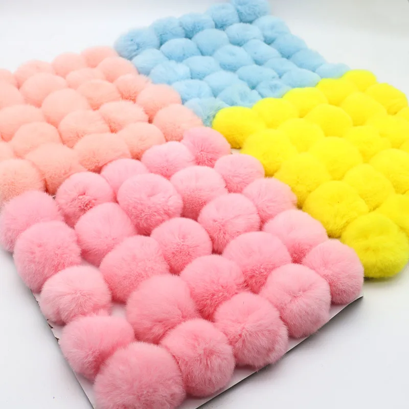 6-8Cm Pluizige Zachte Pluche Bal Faux Bont Sleutelhanger Diy Kinderen Speelgoed Bruiloft Decoratie Pompom Naaien Craft levert Gift 5-10 Stuks