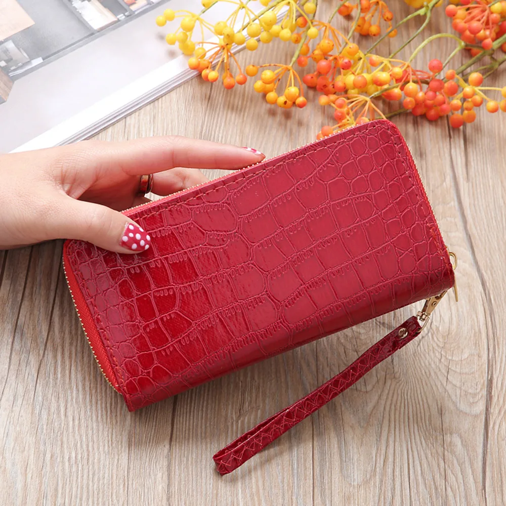 

Double pull stone pattern long wallet zipper bag mobile phone bag zipper coin bag Fashion Women stone pattern long wallet #