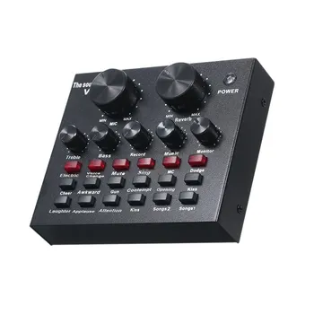 

Multifunctional Live Sound Card Intelligent Volume Adjustable Audio Mixer Sound Card for Computer PC Live Sound with Microphone