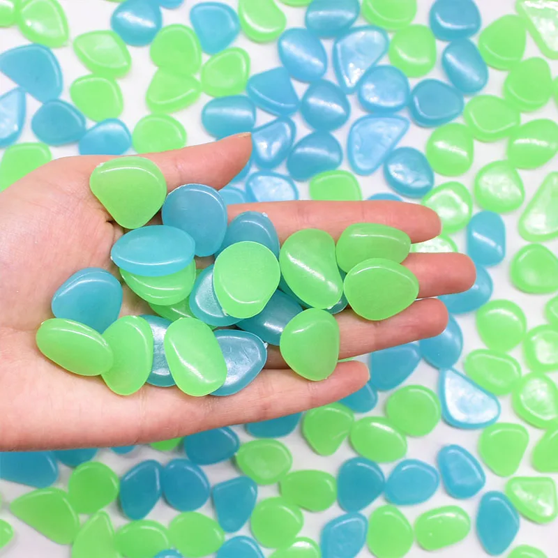 200Pcs Luminous Stone Glow In Dark Garden Pebbles Glow Stones for Outdoor Lawn Walkways Home Decoration Fish Tank Aquarium Rocks