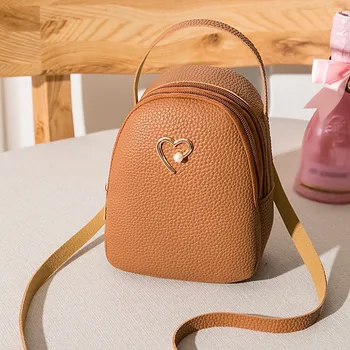 

Fashion Women Shoulders Bag Backpack Mini Soft Touch Leather Small Backpack Female heart-shaped shell Satchel Shoulder Bag#0804