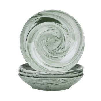 

Vancasso CLAUDIA 4-piece Ins Hot Pattern Handpainted Porcelain Ceramic Salad Fruit Snack Soup Plate Set(21.5*21.5*4.5cm)