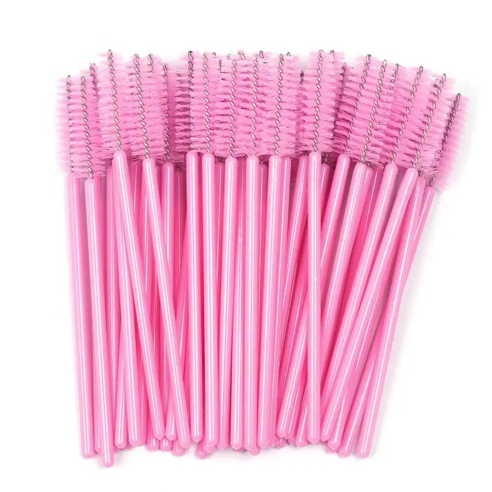 Pink 50 шт./компл. шесть Цвета тушь для ресниц одноразовые палочки Мини ресниц кисти, тушь для ресниц и бровей микро-аппликатор Spoolie кисти для ресниц - Handle Color: Pink