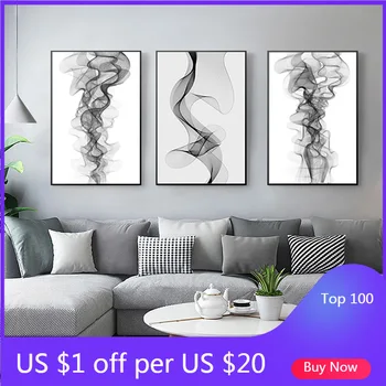 Günstige Toile Blanche Et Minimaliste Motiv De Lignes Ondulées Abstraites Toile Noire Et Blanche Affiche Murale Bilder D'art Gießen Salon D