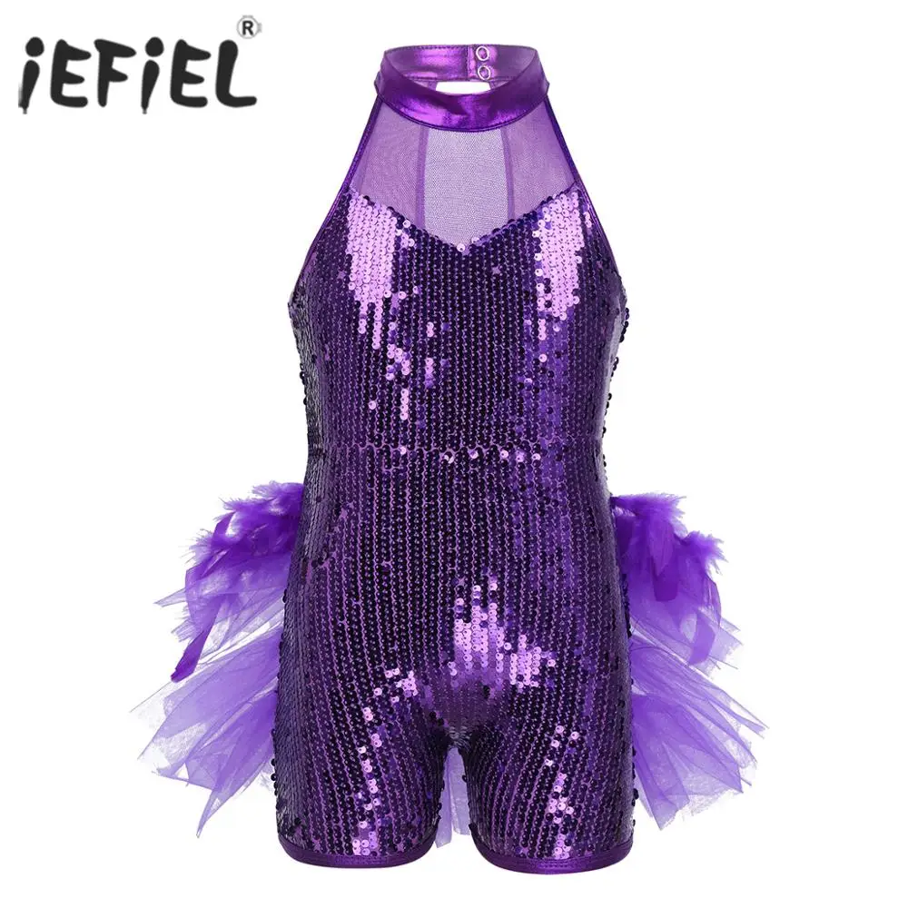 

iEFiEL Kids Girls Ballerina Dancewear Holographic Shiny Jazz Latin Dance Costumes Gymnastics Leotard Ballroom Dancing Turnpakje