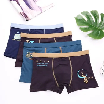 

Random 4 Pcs/lot Underwear Men Sexy Print Boxers Stretch Cotton Cueca Soft Breathable Underpants Comfort Mens Shorts Male Boxer