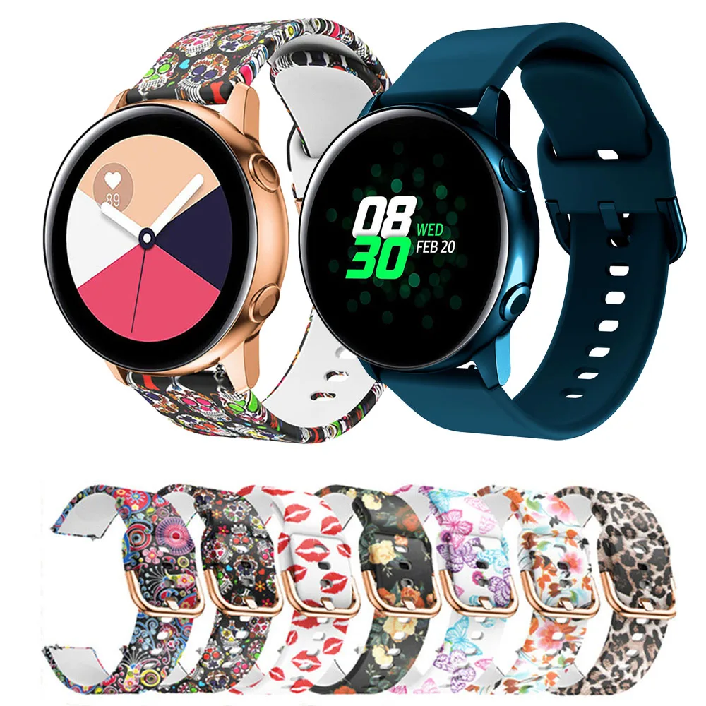 20 мм силиконовый спортивный ремешок для samsung Galaxy Watch Active 1/2 с принтом Galaxy 42 мм/Amazfit Bip/Lite smartwatch Браслет