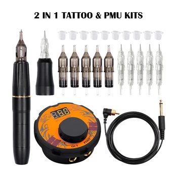 

Professional Tattoo Machine Kit Permanent makeup machine Set with 2 Head LCD Tattoo Power For Tattoo Tattooist Beginner