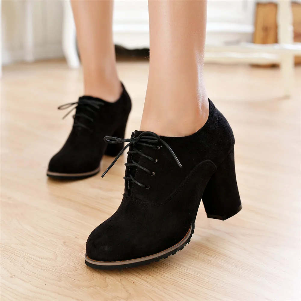 Sarairis Large Size 31-48 Autumn Fashion Ladies High Heels Shoelaces Shoes Woman Casual Office Lady Pumps Women Booties