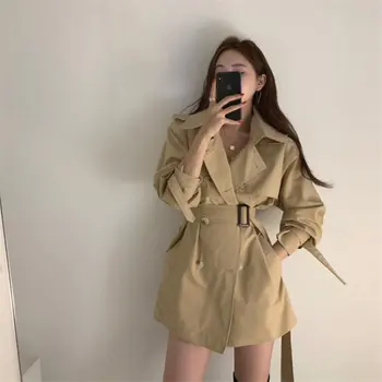 

ZCWXM Comfortable Gentle All-Match 2020 Chic Elegant Windbreaker Brief Office Lady Fashion Trench Loose Lace-Up Casual Overcoat