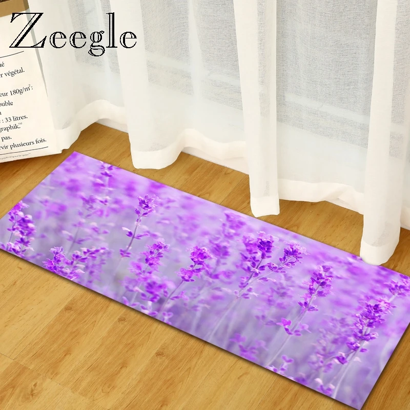 Purple Lavender Floral Entrance Door Mat Doormat Kitchen Floor Mat Carpetd for Living Room Bathroom Bedroom Bedside Mats