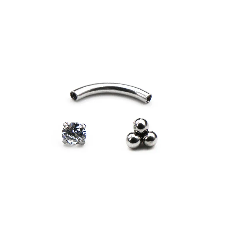 Piercing Jewelry 1Pc 1.2x8mm Ball Banana Ring Belly Daith Helix Earring Body Jewelry Stainless Steel Eyebrow Rings Stud Curved Barbell
