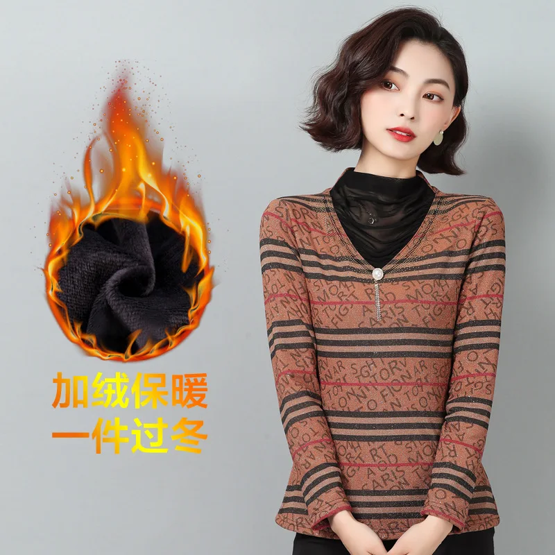 

Anqi Pull Pleated Mock-Neck Brushed And Thick Gauze Base Shirt Autumn And Winter New Style Western Style Liangsi Sweater Large S