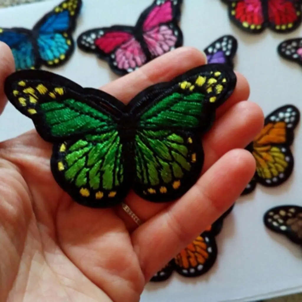 12Pcs Butterfly Iron on Sew on Patches Embroidery Applique Patches for Jeans, Jackets, Clothing, Bags and so on