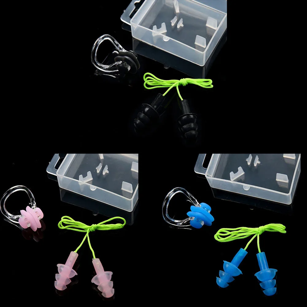 Soft Waterproof Silicone Swimming Nose Clip Earplugs Set Surf Diving Piscina Swimming Pool Accessries For Kids Ear Plug Water