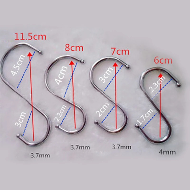 10Pcs Households Stainless Steel S Hooks Utensil Coat Clothes Hanger Supplies