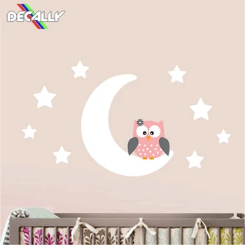 

Kid Room Wall Sticker Moon Stars Owl Good Night Nursery Wallpaper Wall Decal Children Baby Room Nursery Bedroom FOX-HO136