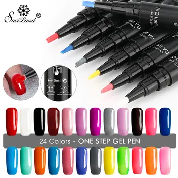 

Saviland 3 In 1 Step Nail Gel Varnish Pen Glitter One Step Nail Gel Polish Easy To Use UV Gel Lacquer No Need Base Top Coat