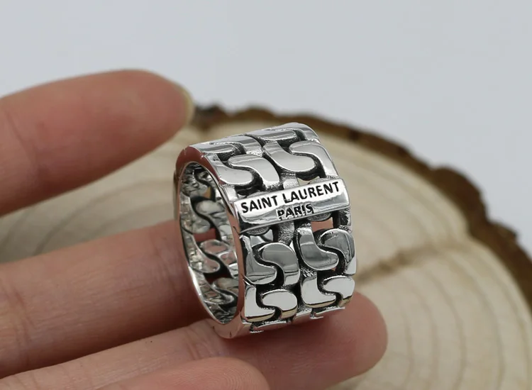 925 sterling silver ring personality retro fashion hip-hop style punk style woven simple creative men jewelry new hot