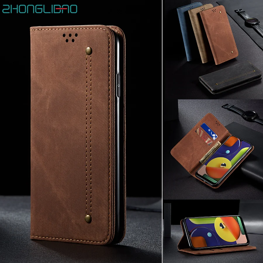 Джинсовый кожаный флип чехол для samsung Galaxy A50 30 A20 M30s A70 A10s A20s A50s A30s S10e S10 плюс 5G Магнитный чехол-книжка с кошельком для покрытия
