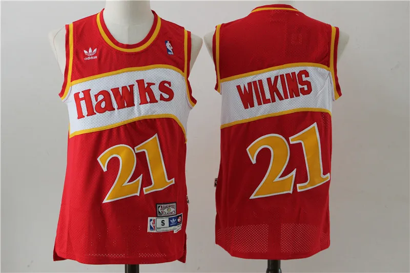 Небесно-голубой Atlanta Dominique Wilkins Spud Webb Ретро баскетбольные майки для мужчин - Цвет: Небесно-голубой