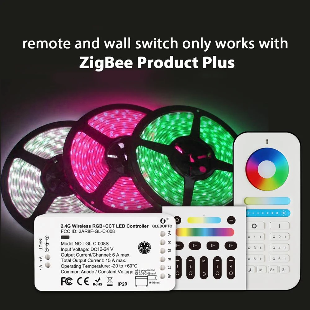 Умный светодиодный контроллер Zigbee RGB + CCT plus работает со шлюзом Echo zigbee 3 0 или