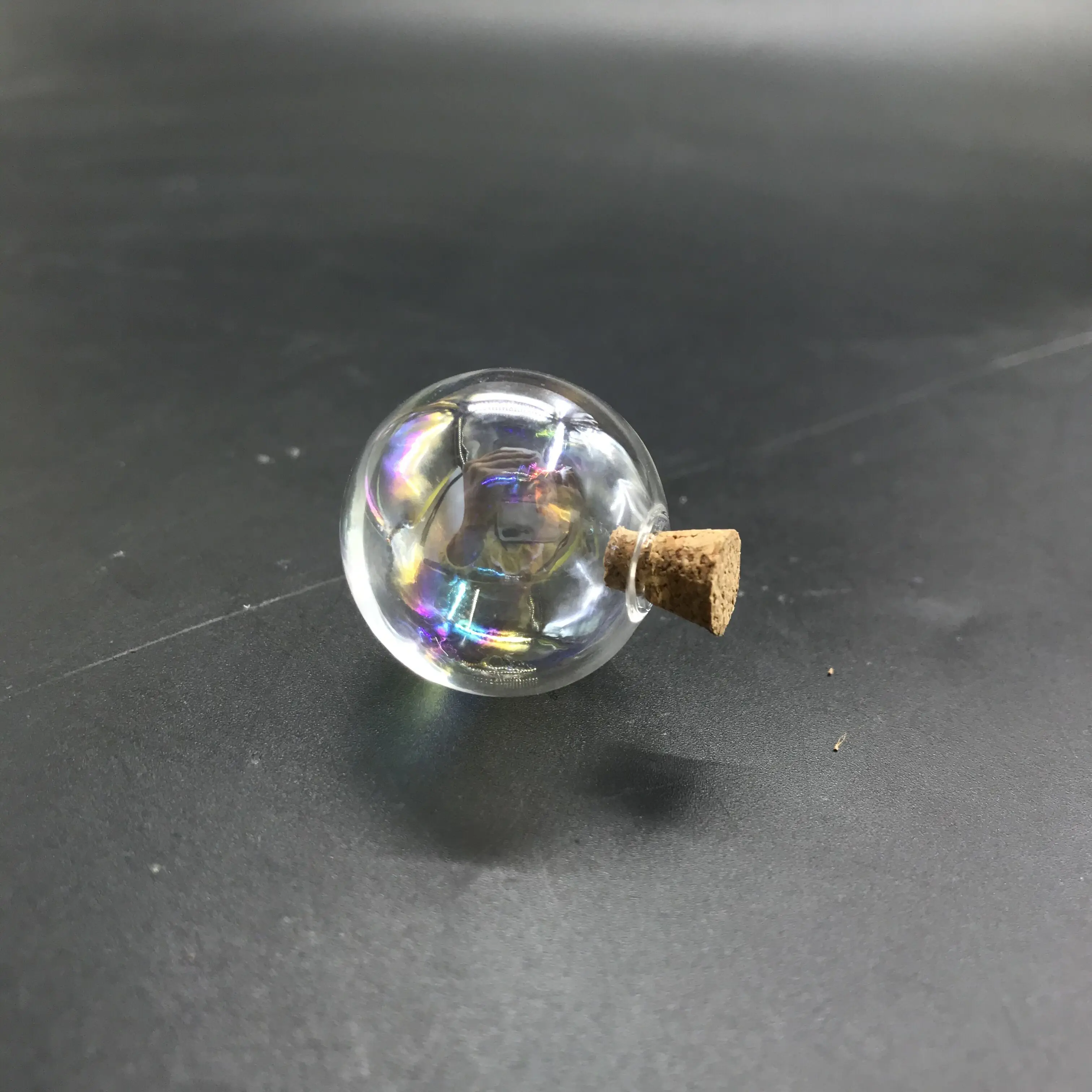3pcs 14-40mm Rainbow glass round ball bottle with cork glass vial pendant necklace perfume oil globes dome wedding decor