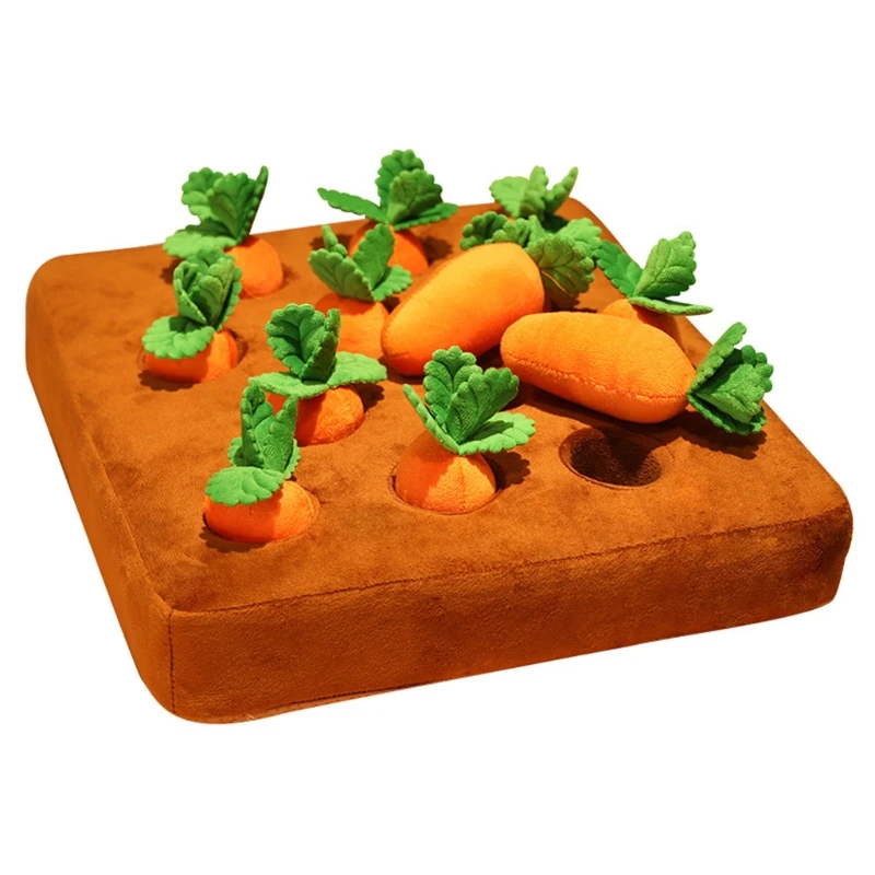 Creative Plush Stuffed Carrots Soft Realistic Vegetable Interactive Toy Stimulation Farm Harvest Game for Toddler Age 3+