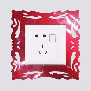 

Frame DIY Mirror Surface Protective Switch Sticker Square Cover Living Room Waterproof Acrylic Home Decor Removable Socket
