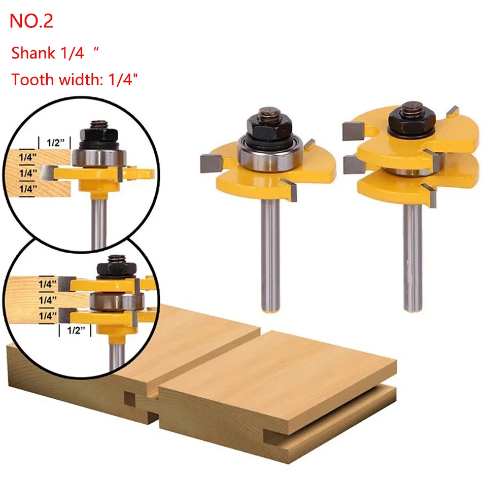 2pcs 1/2 Shank Milling Cutter T-Slot Wood Router Bit Set for Woodworking Cutting Tool