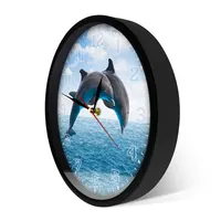 Two Jumping Dolphins Seascape Blue Wall Clock Deep Ocean Waters With Porpoise Silent Movement Wall Watch Sea Animals Wall Art 2