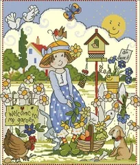 

NN YIXIAO Counted Cross Stitch Kit Cross stitch RS cotton with cross stitch Magazine - the girl in the garden