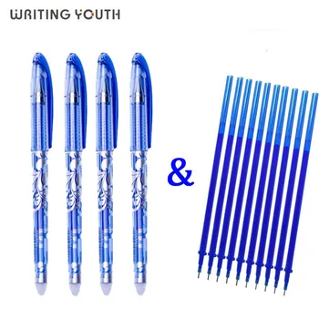 

4+20Pcs/Set 0.5mm Blue Black Ink Gel Pen Erasable Refill Rod Erasable Pen Washable Handle School Writing Stationery