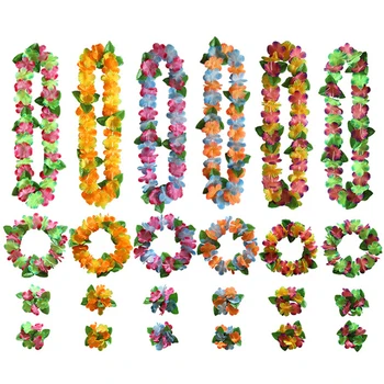 

4pcs/Set Artificial Fancy Dress Hawaiian Flower Garland Wreaths Necklace Party Hawaii Beach Fun Flowers DIY Party Decoration