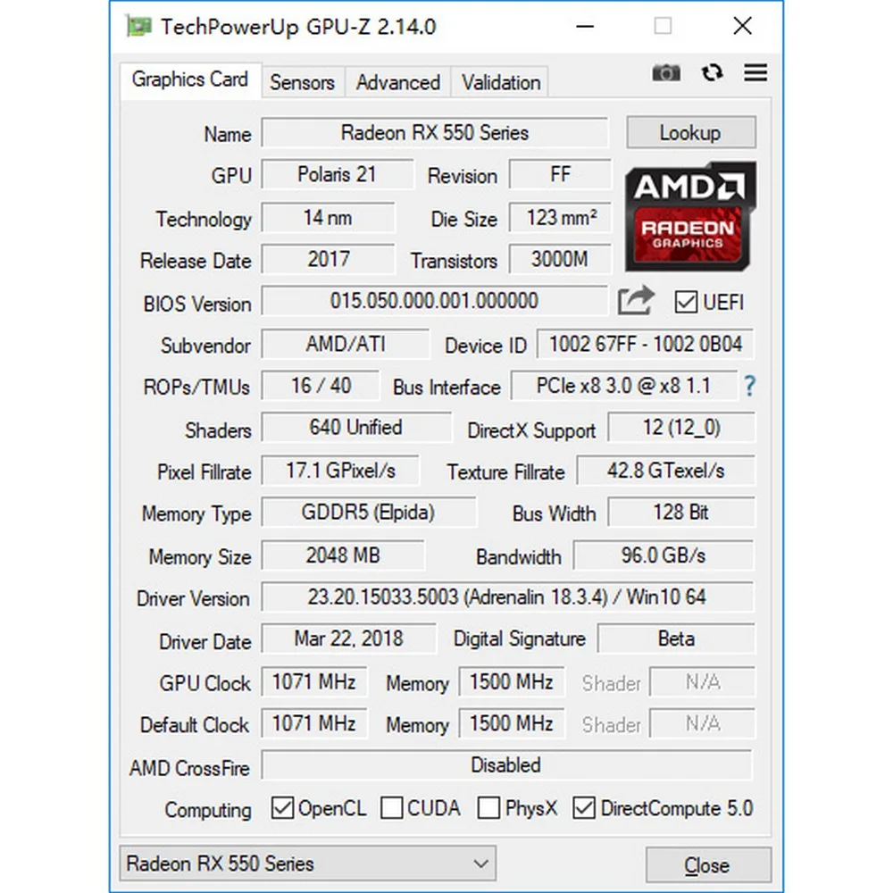 Yeston Radeon RX 550 GPU 2 ГБ GDDR5 128 бит игровой настольный компьютер ПК видеокарты Поддержка DVI-D/HDMI2.0B PCI-E 3,0