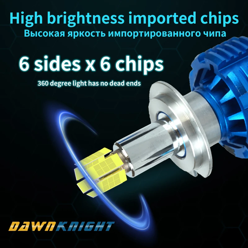 Tanie 2 sztuk 360 stopni reflektor Led H7 H8 H9 H11 9005 HB3 9006 HB4 canbus Led żarówki EMC 15000LM 5000K 6 strony Mini lampa Led 12V