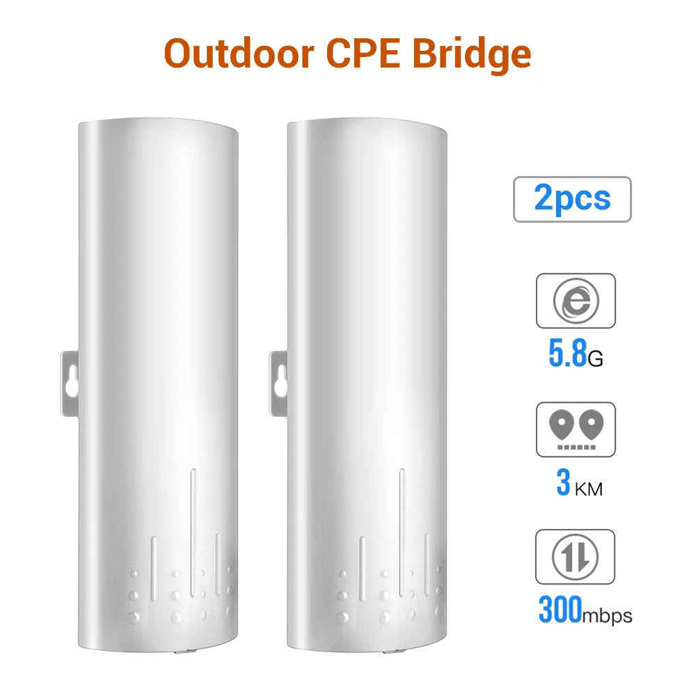 

5.8G Long-Range Outdoor CPE Wireless Bridge 300Mbps Point to Point Transmission Distance WiFi Transmitter 14DBi High Gain